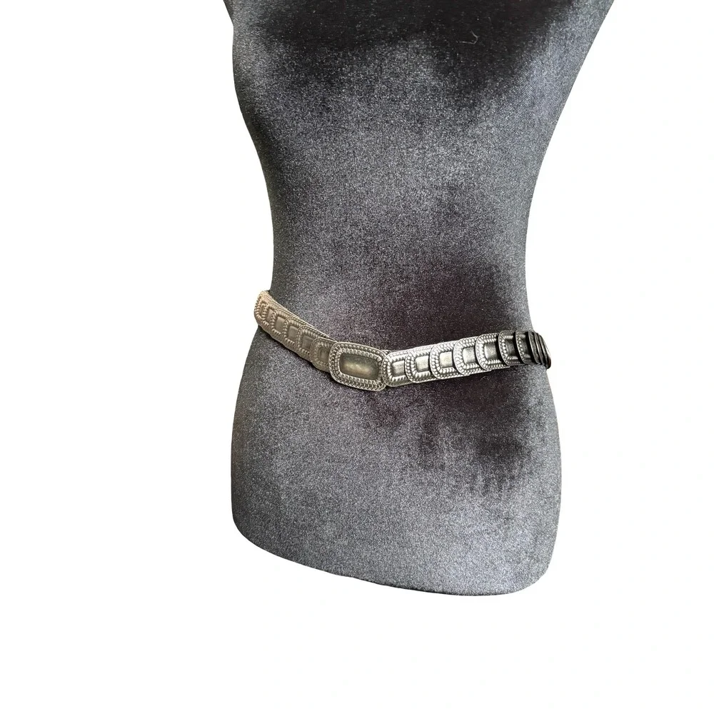 Vintage Silver Tone Concho Stretch Belt Western Boho Elastic Waist One Size